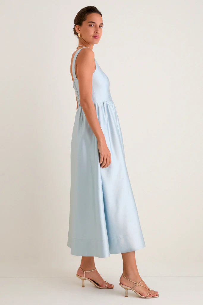 Pewter Blue Dupioni Esme Dress - Image 3