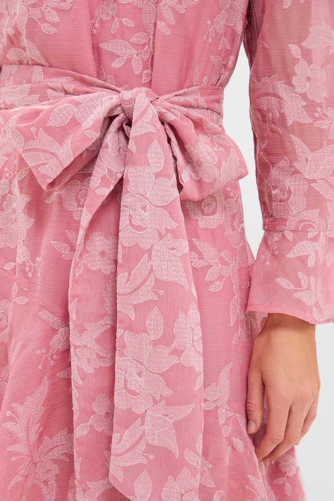 Pink Chiffon Floral Jacquard Sasha Dress - Image 2
