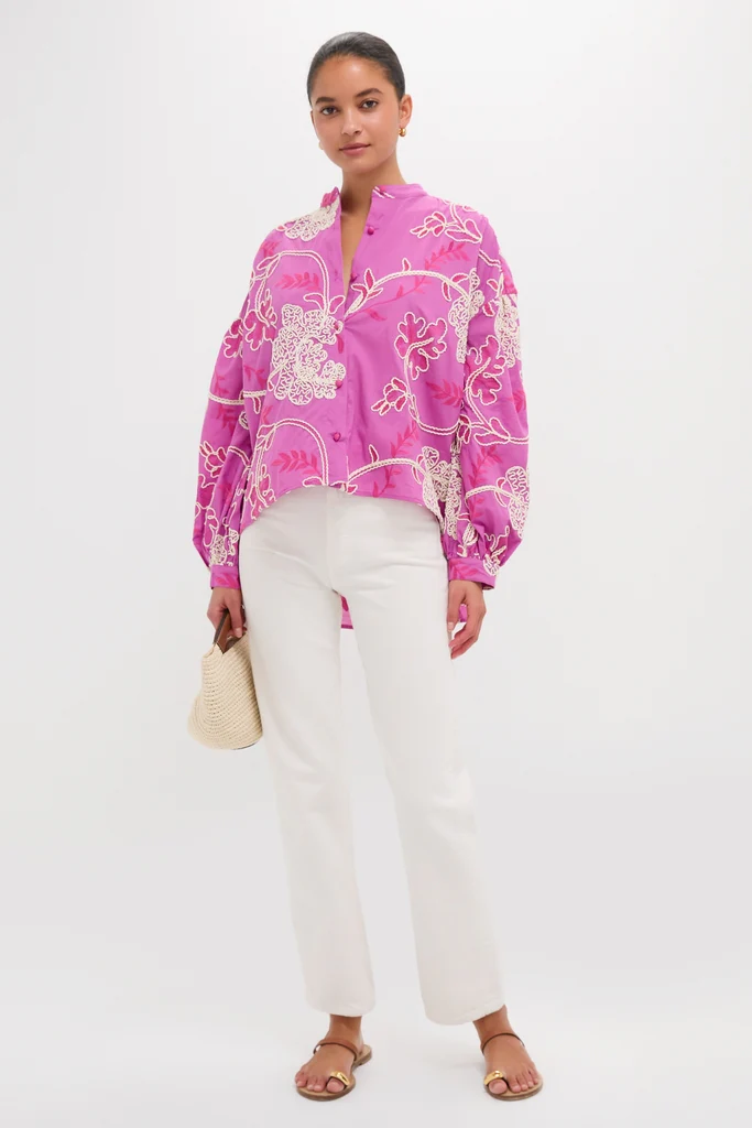Pink Embroidered Juliette Button Down - Image 2