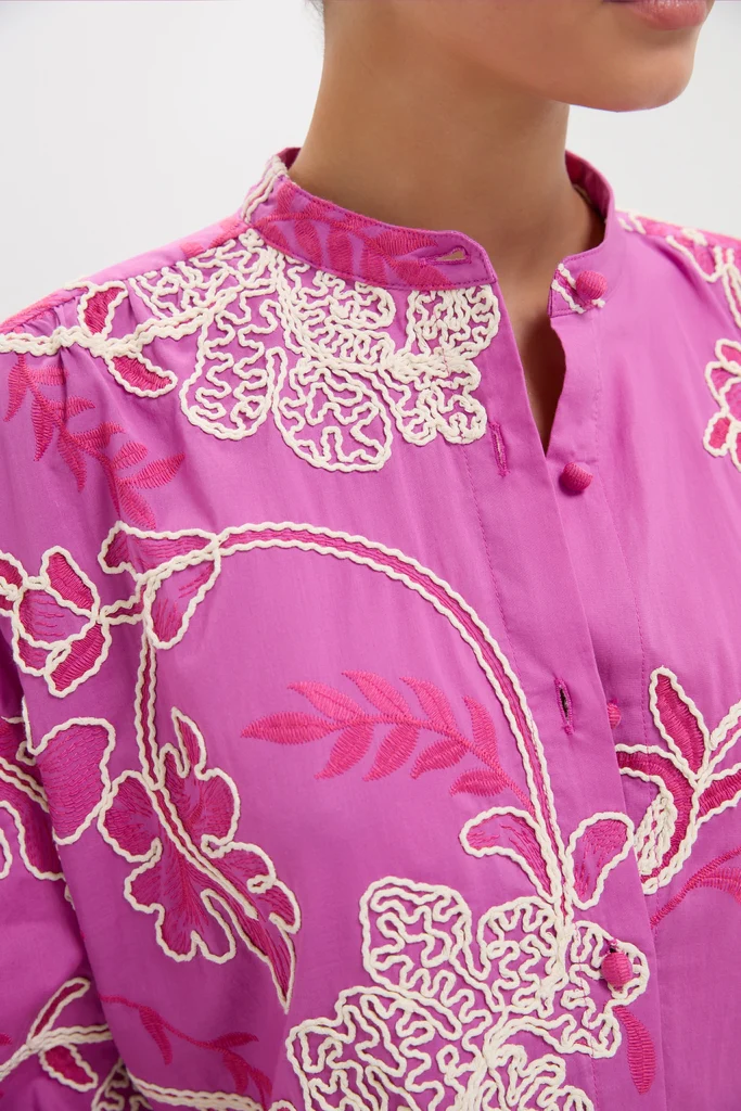 Pink Embroidered Juliette Button Down - Image 5