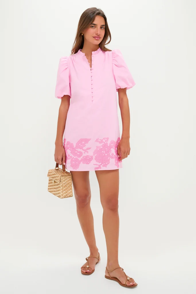 Pink Embroidered Mini Mimi Dress - Image 2