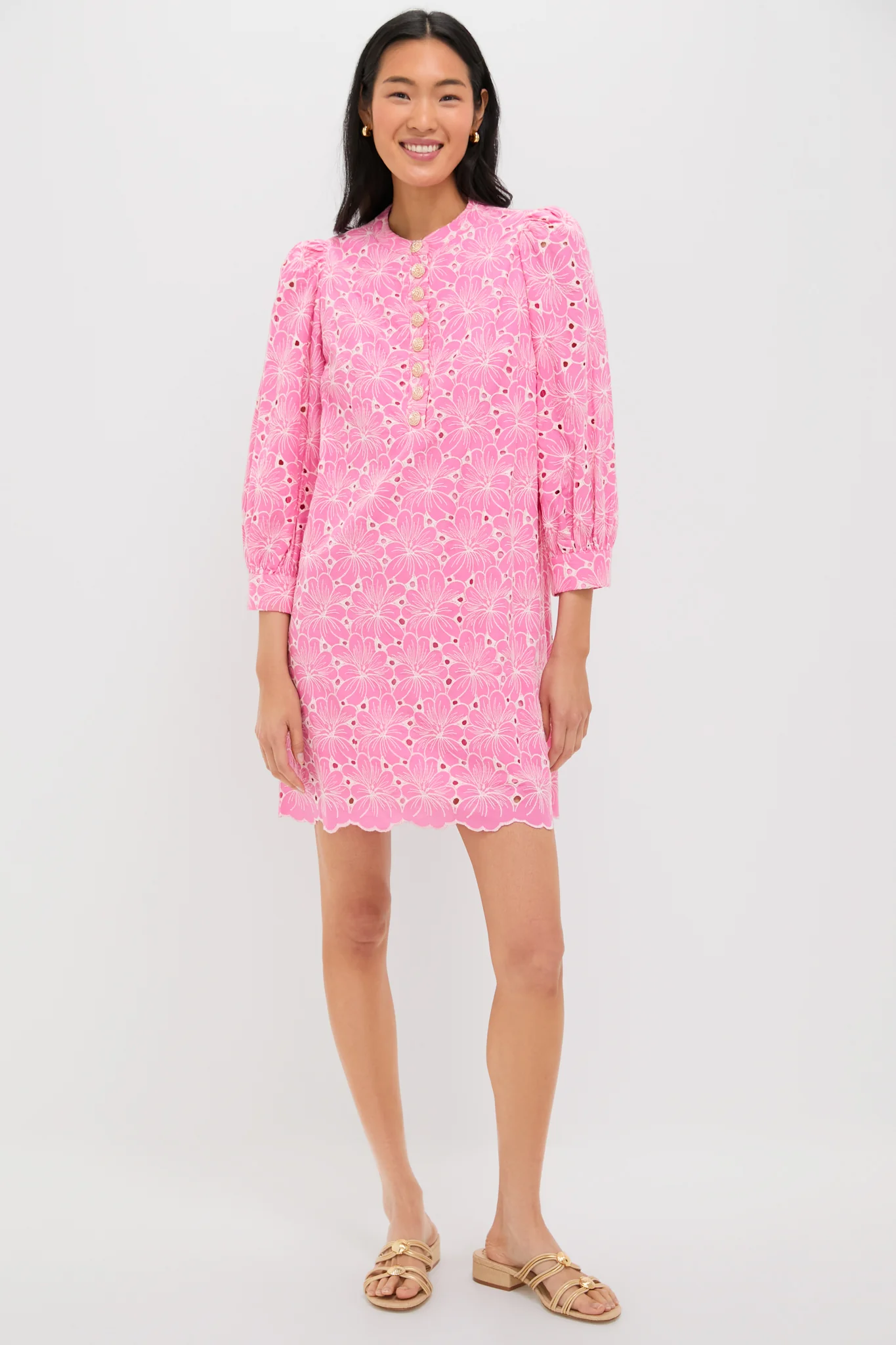 Pink Floral Eyelet Samantha Dress - Image 6