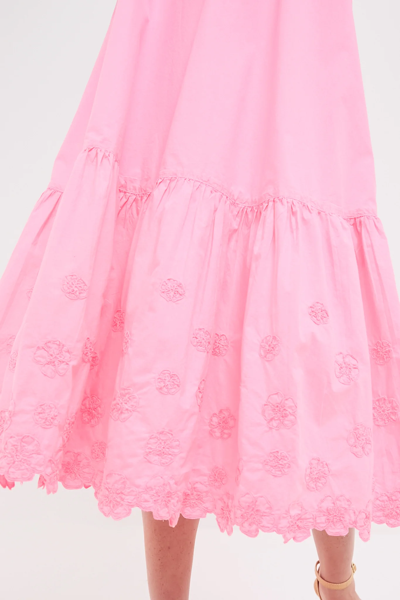 Pink Grapefruit Poplin V-Neck Midi Dress - Image 6