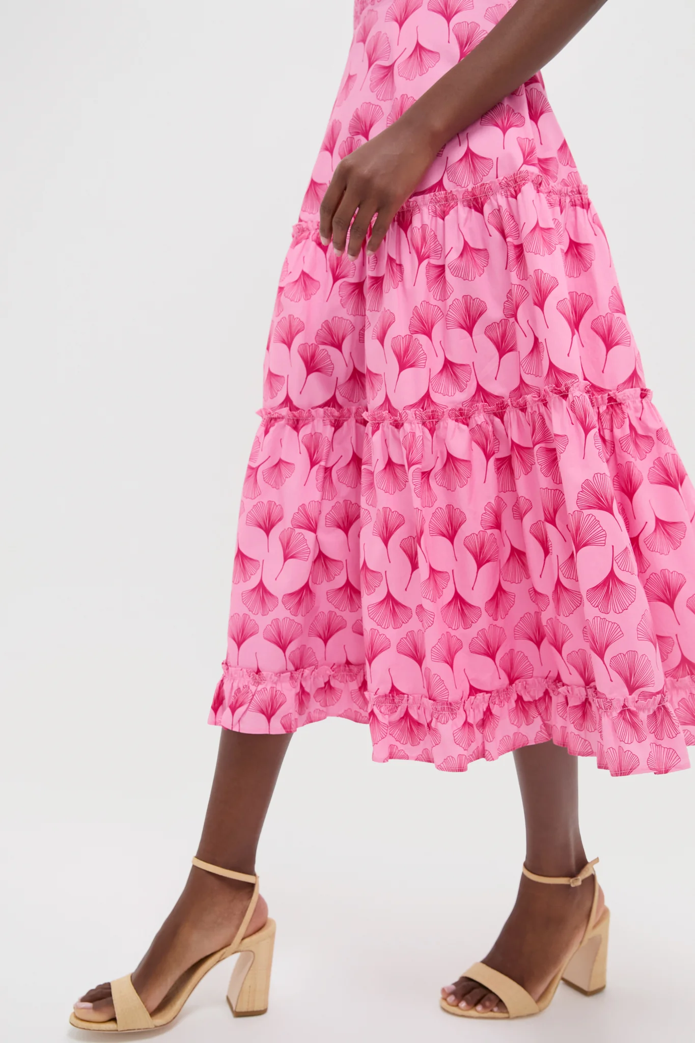 Pink & Raspberry Ginkgo Floral Augustine Midi Dress - Image 6