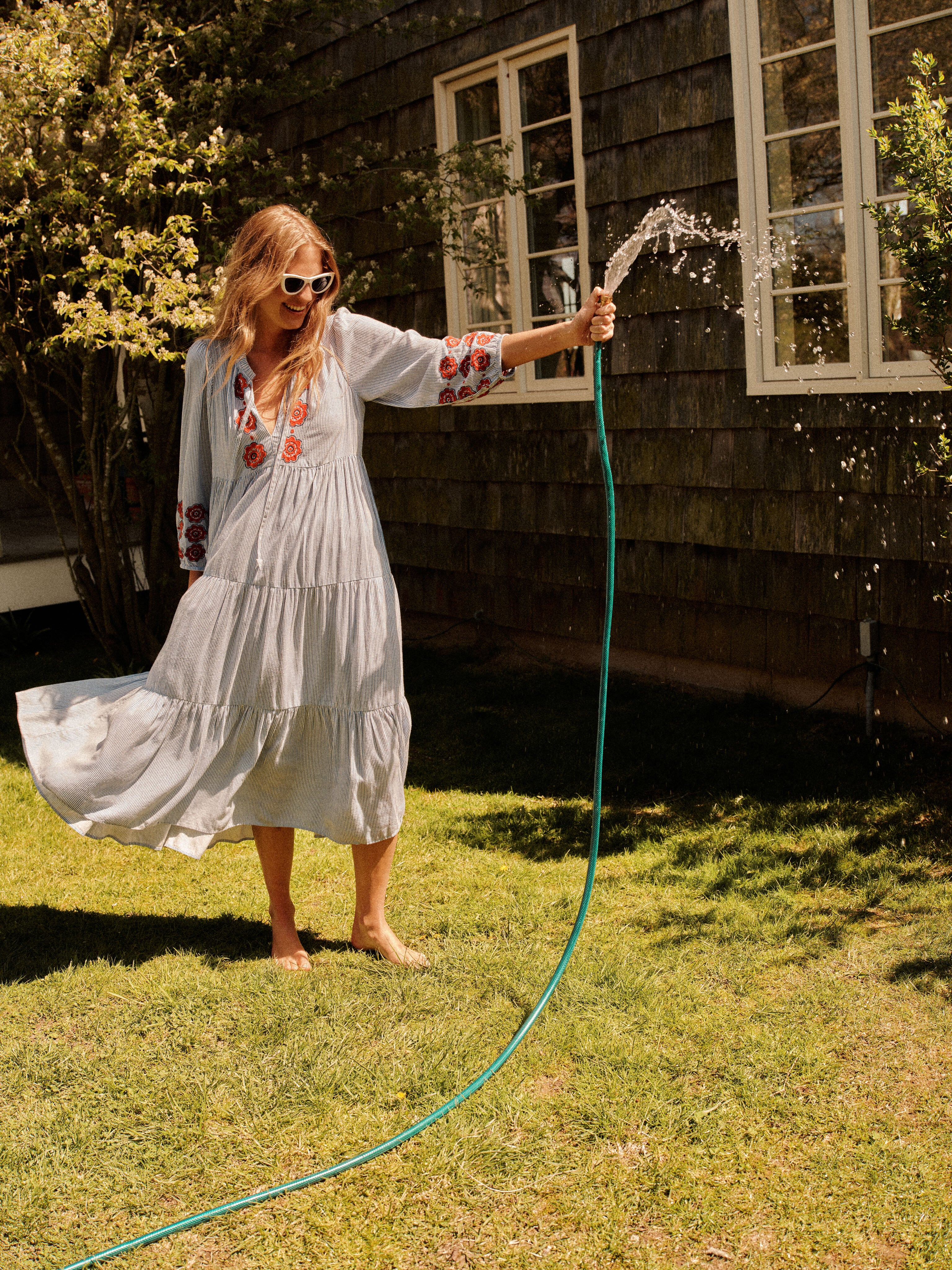 Poppy Stripe Long Sleeve Salty Paloma Caftan - Image 2