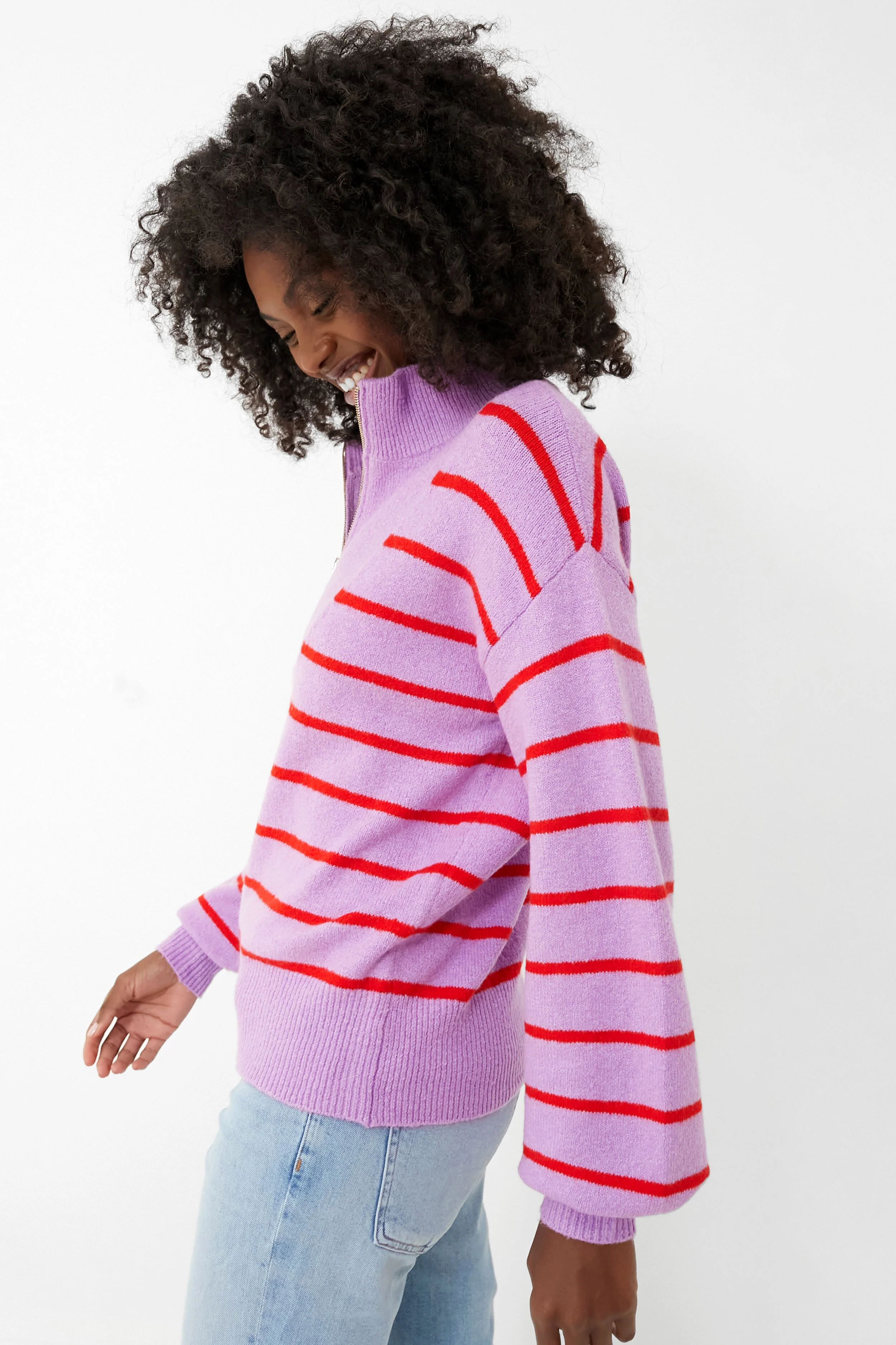 Purple Striped Quarter Zip - Image 3