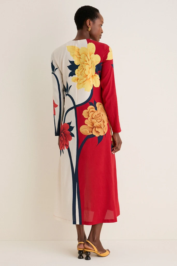 Queen Peony Placee Long Sleeve Swing Dress - Image 4