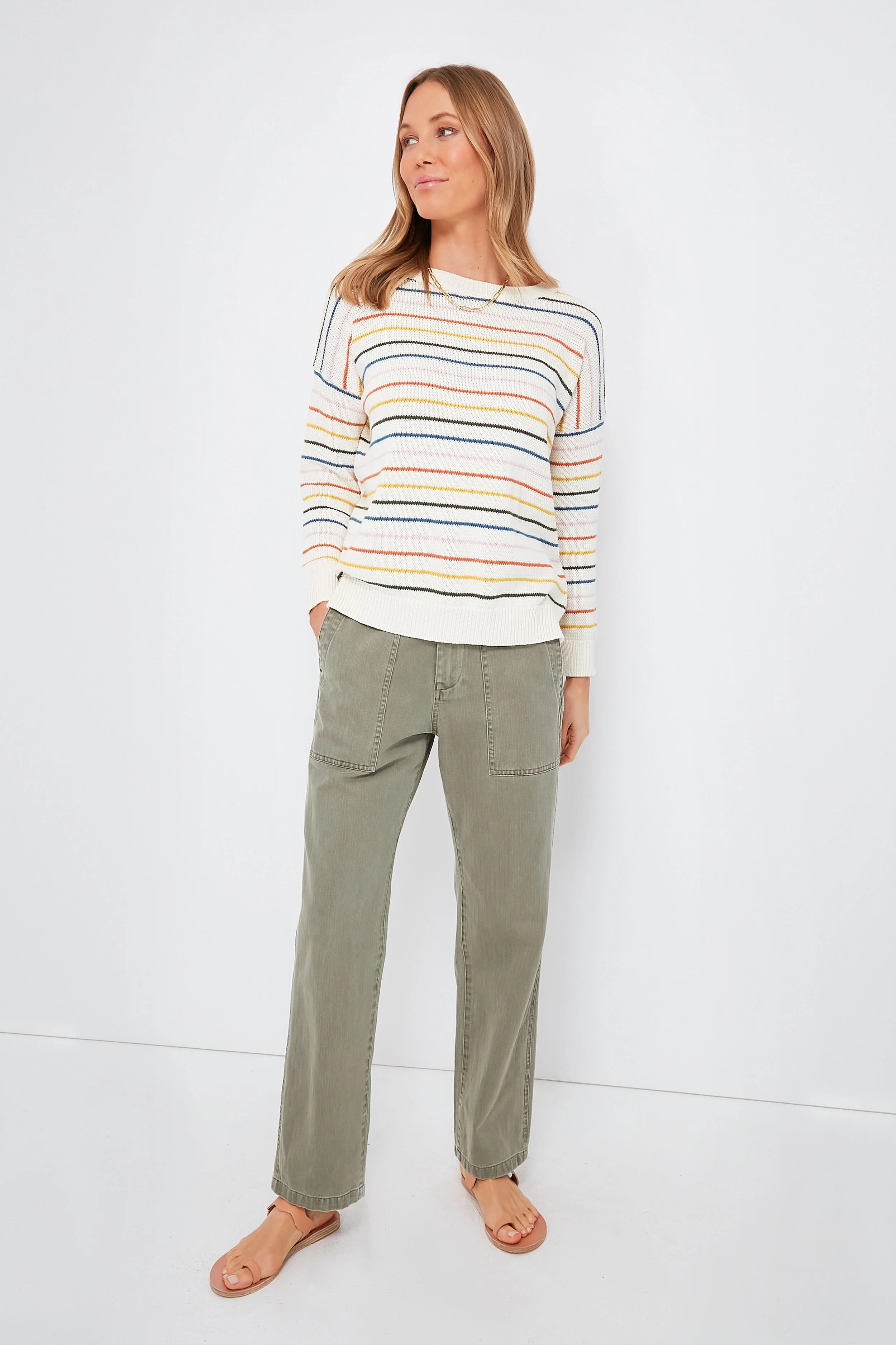 Rainbow 5 Stripe Organic Carolyn Sweater - Image 2