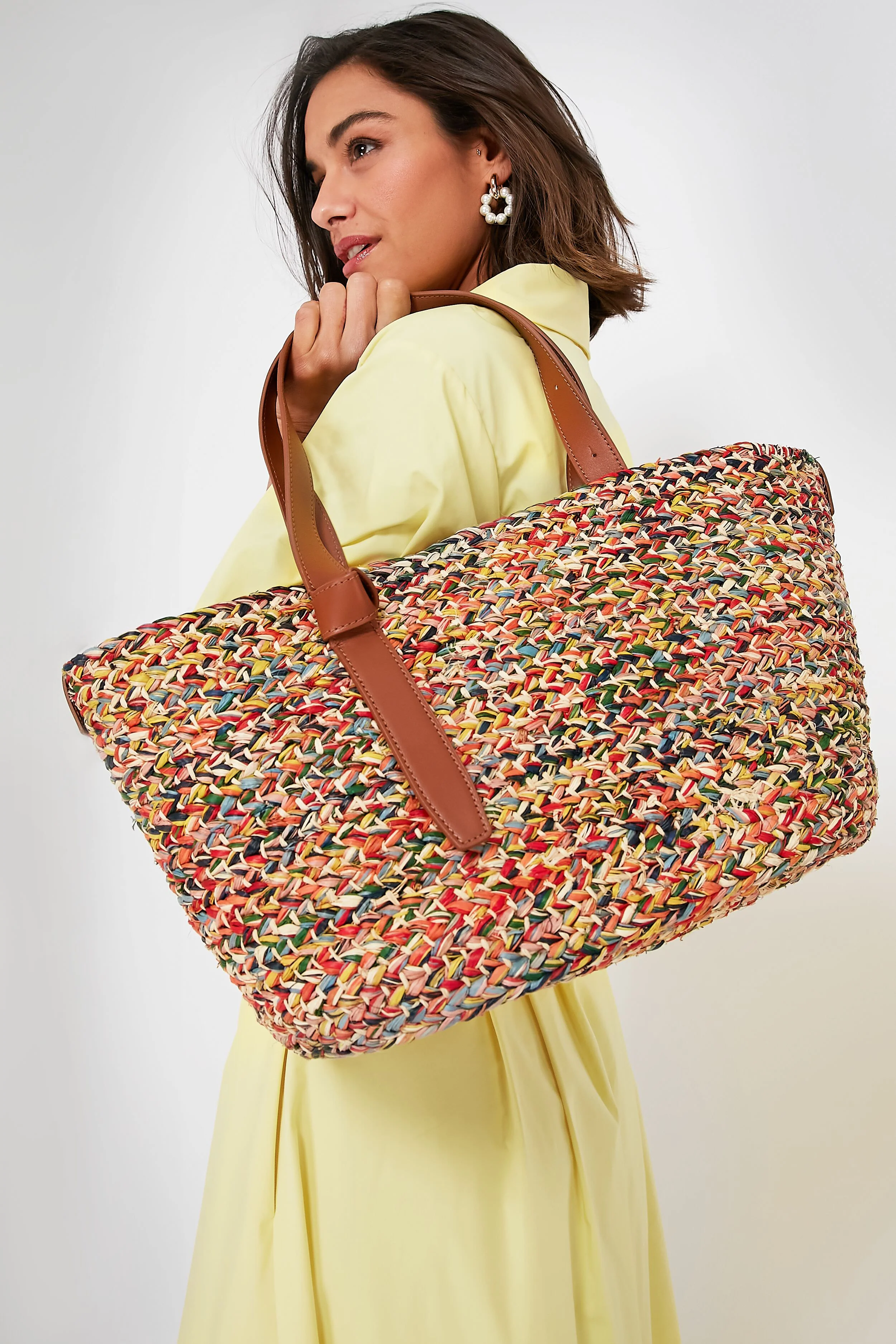 Rainbow Melange Raffia Tote - Image 2