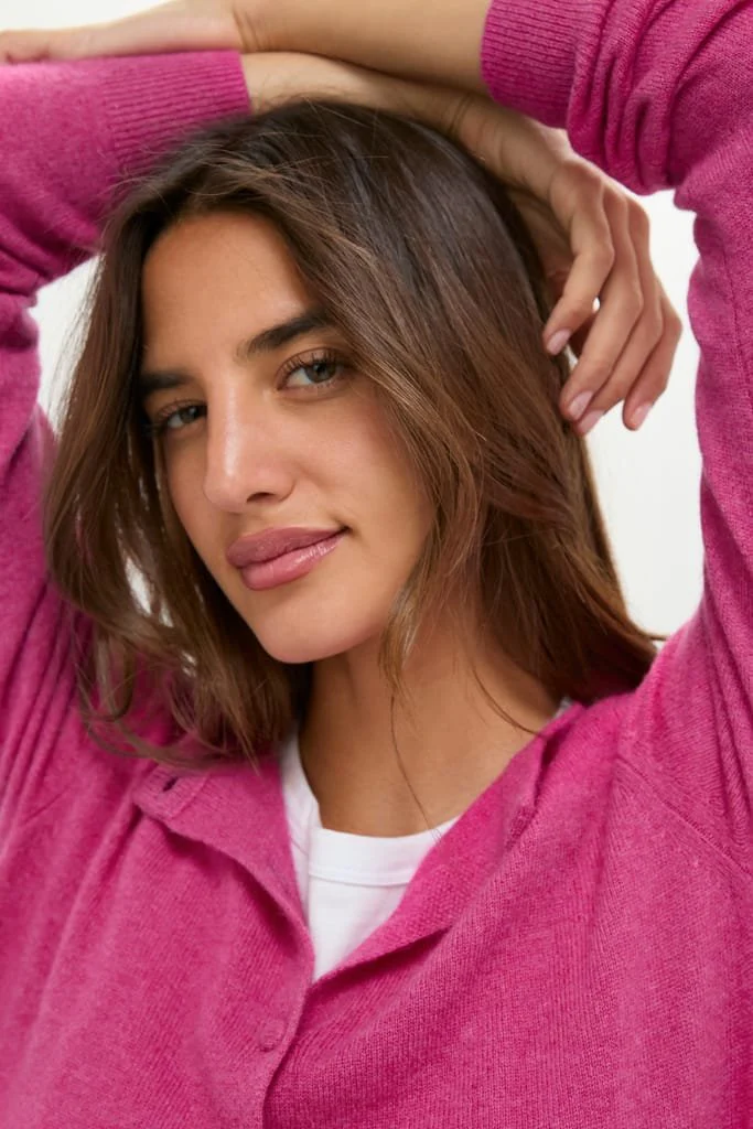 Raspberry Cashmere Riley Cardigan - Image 6