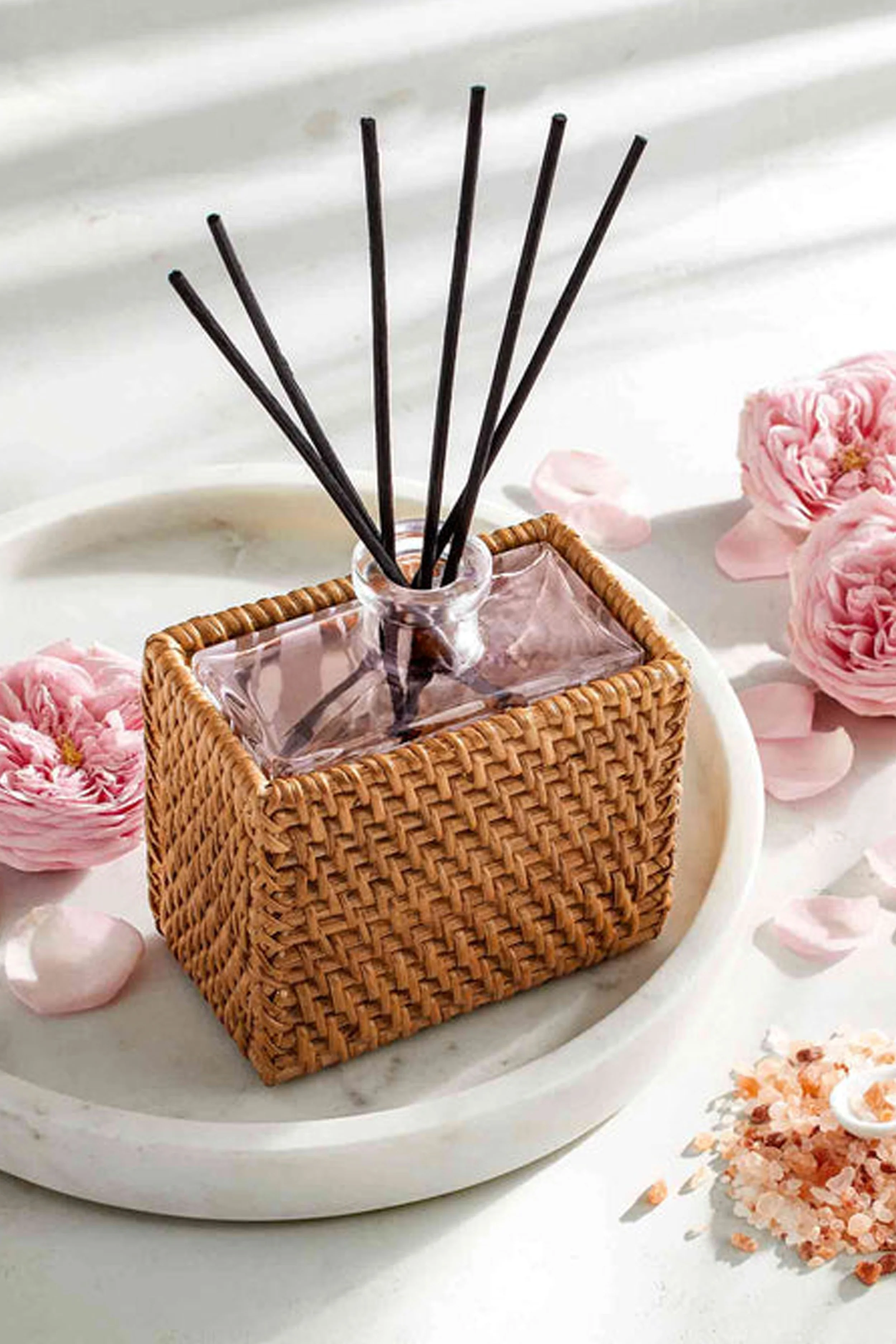 Rattan Himalayan Salt and Rosewater Reed Diffuser - Image 2