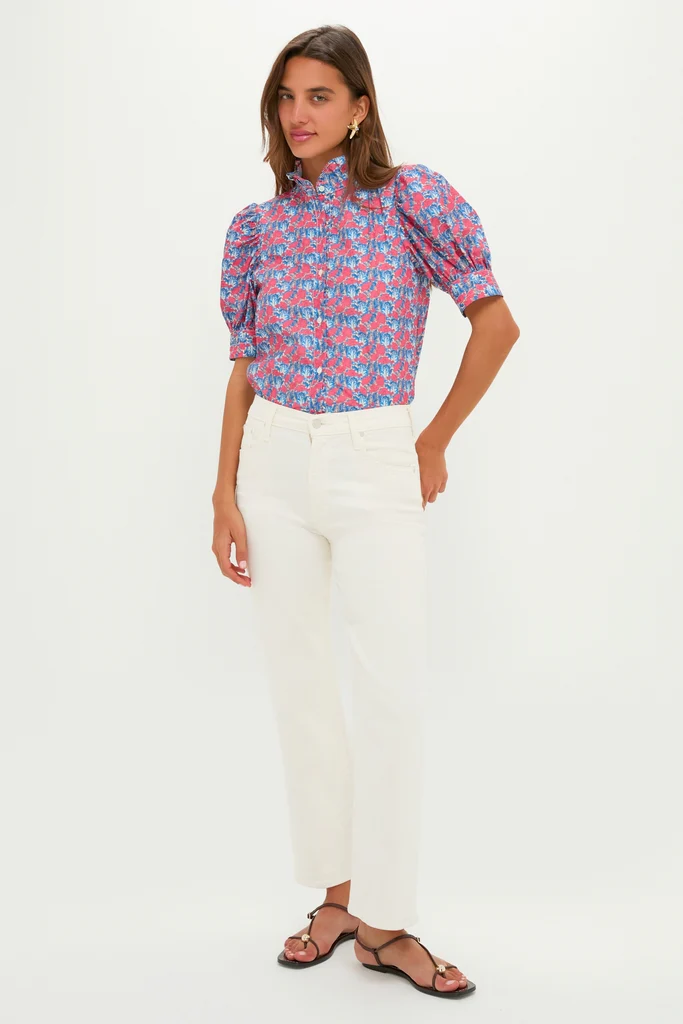 Red & Blue Floral Louisa Blouse - Image 2
