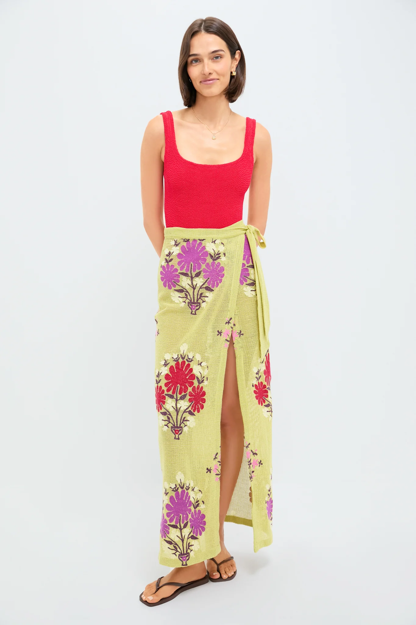 Red Classic Square Neck One Piece - Image 7