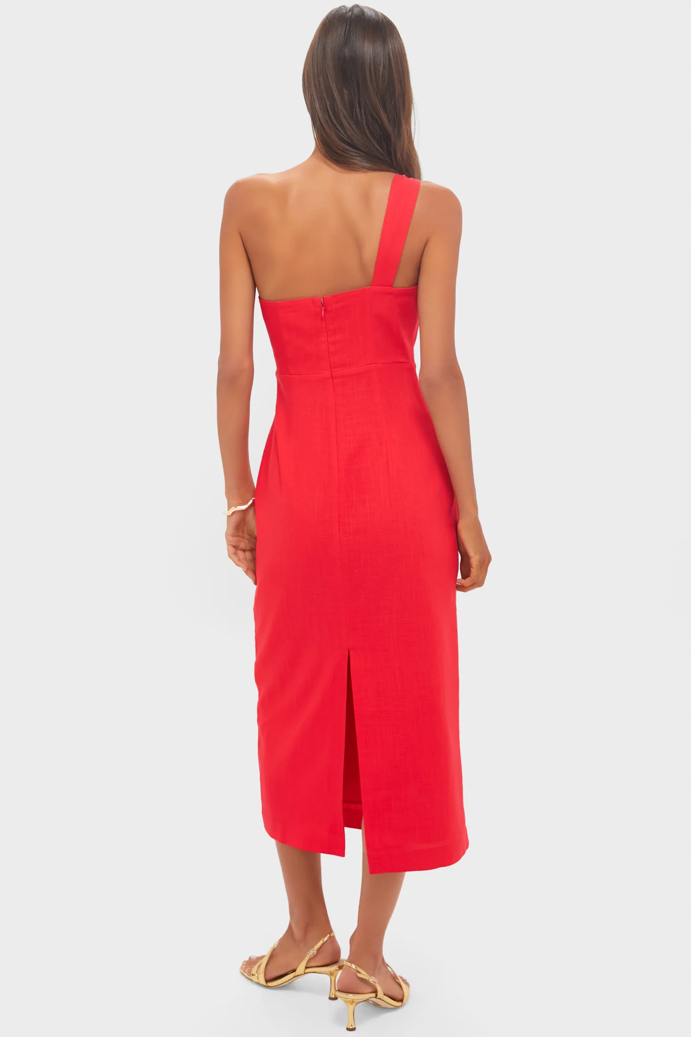 Red Linen Dominica Midi Dress - Image 5