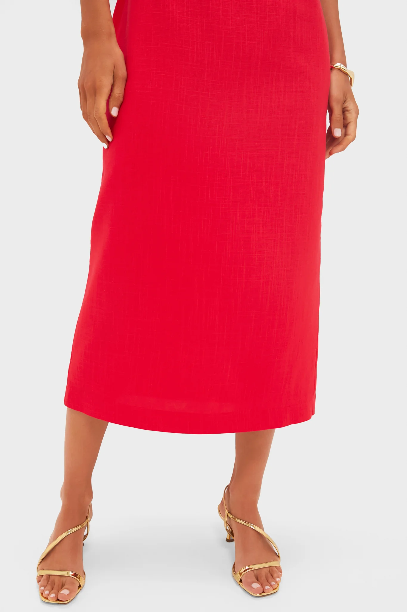 Red Linen Dominica Midi Dress - Image 6