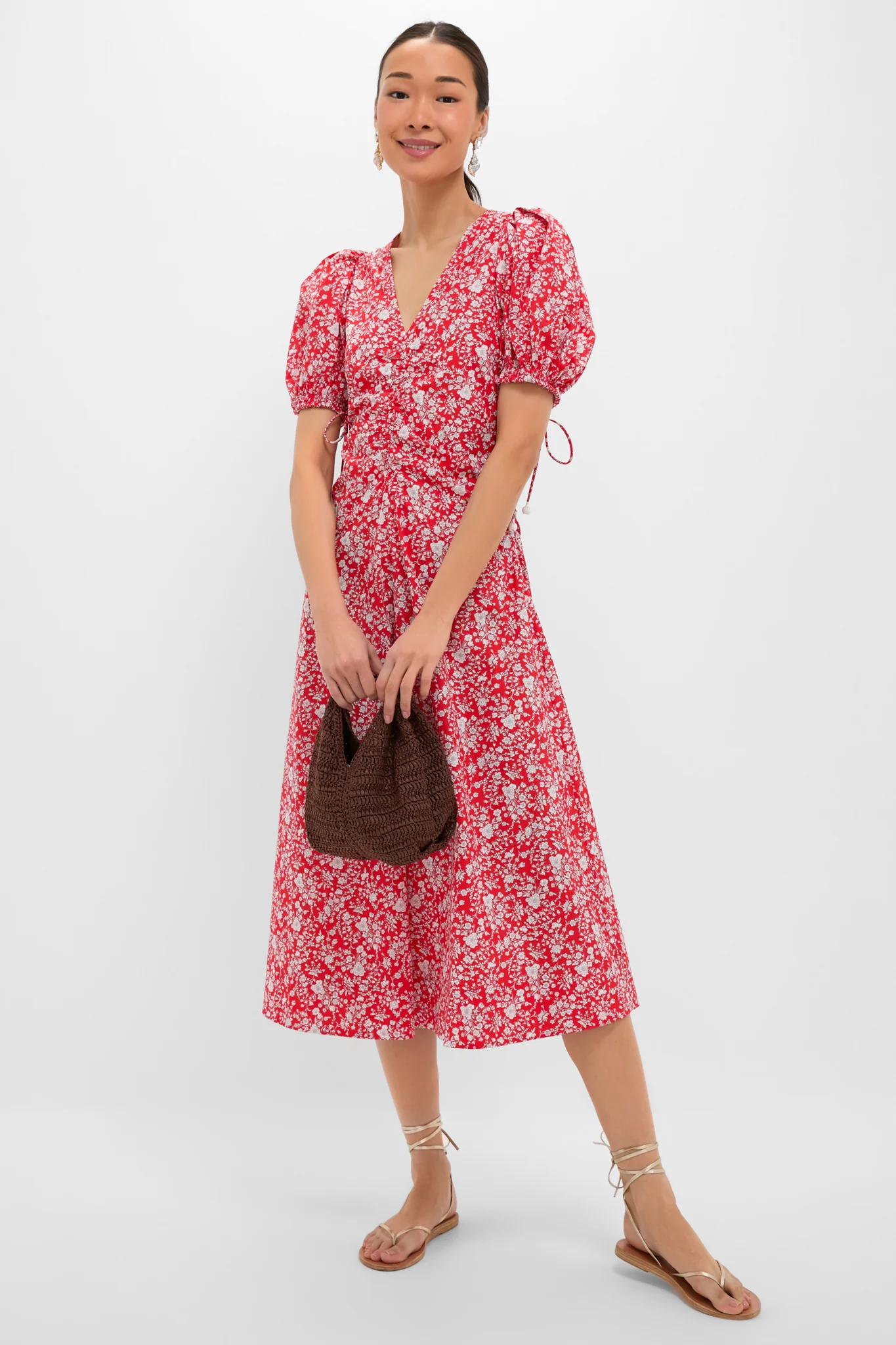 Red Lucille Liberty Print Short Sleeve Midi Dress - Image 2