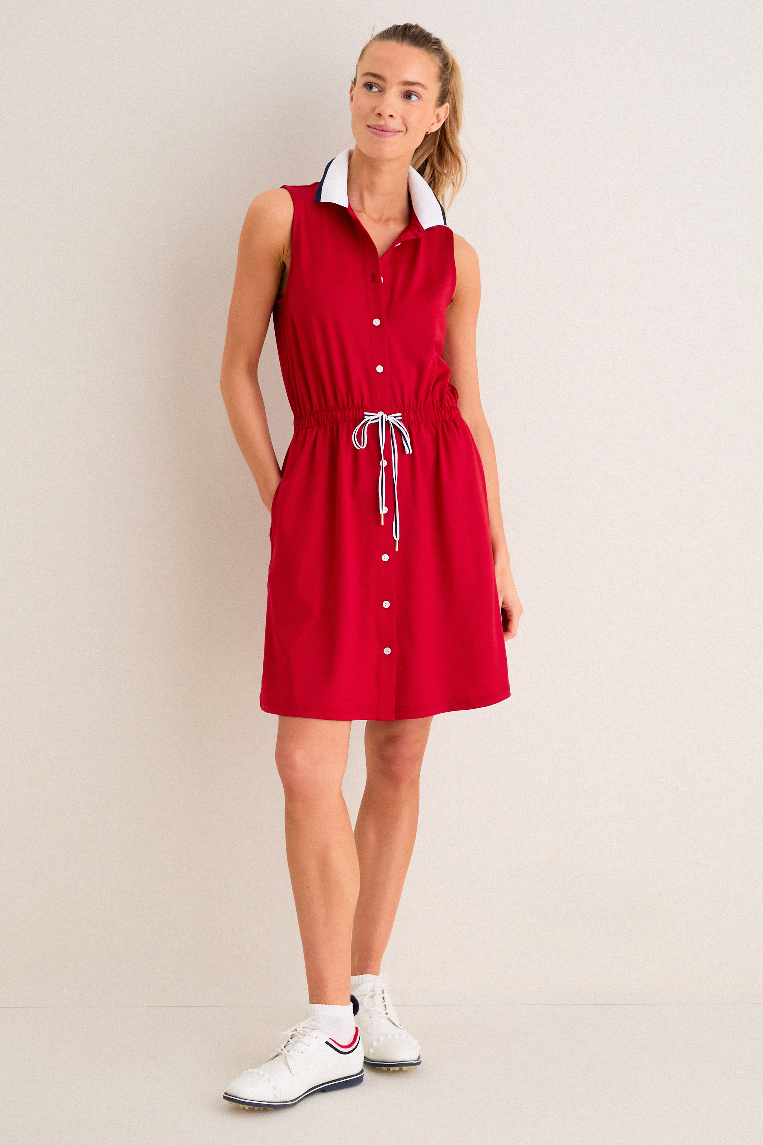Red Sleeveless Performance Jersey Alcott Golf Dress - Image 6