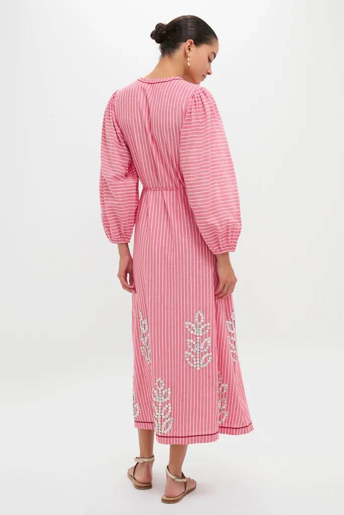 Red Stripe Sofia Robe Midi Dress - Image 4