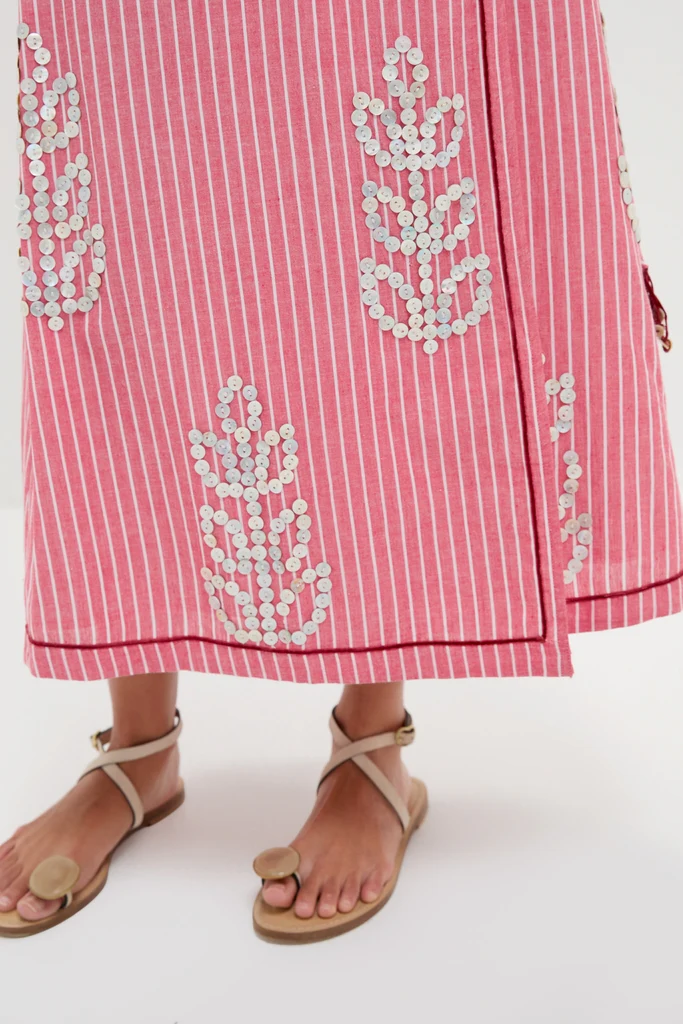 Red Stripe Sofia Robe Midi Dress - Image 6