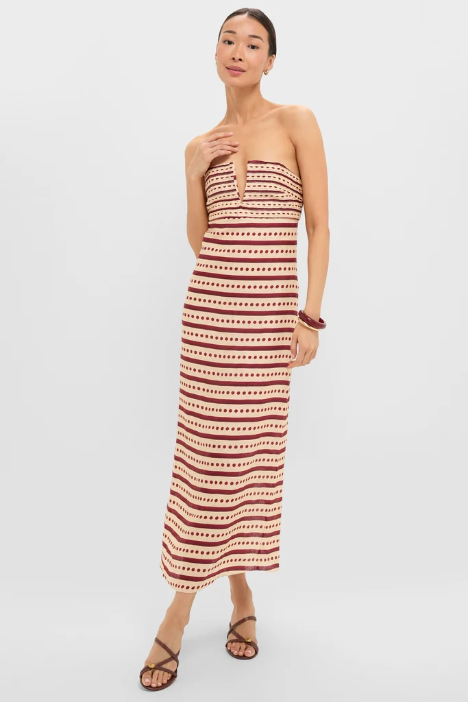 Red Stripes Antigua Linen Midi Dress - Image 6