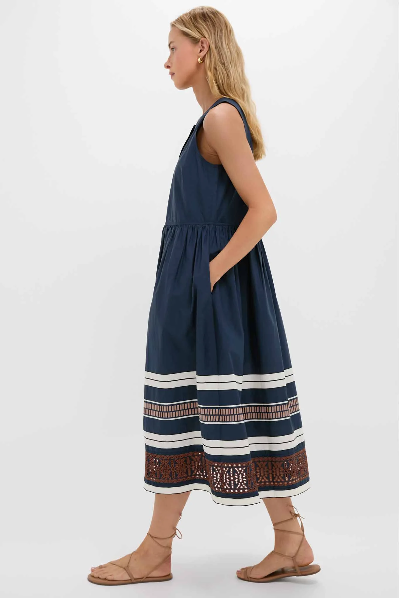 Riverside Stripe Cotton Eyelet Elsie Dress - Image 3