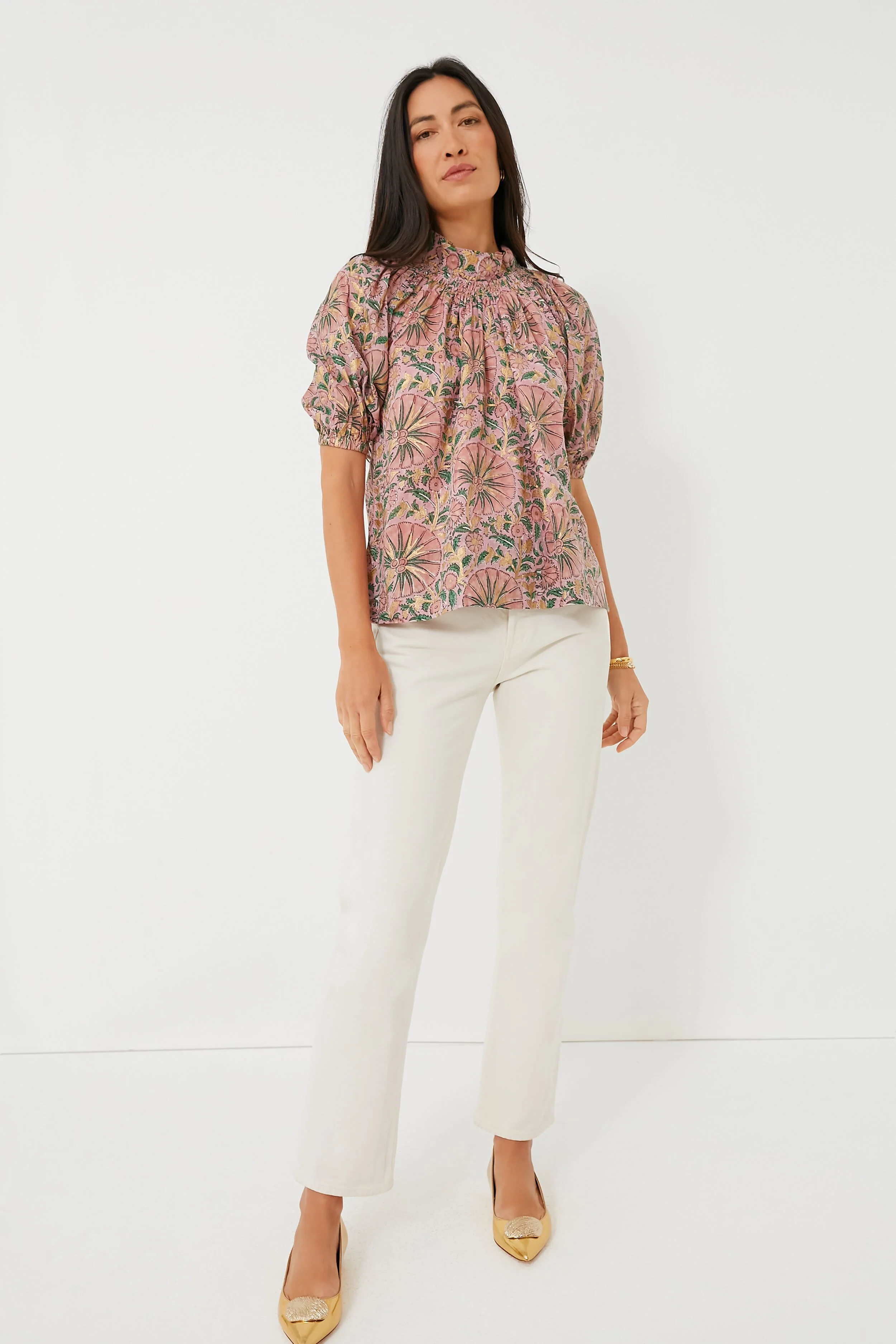 Rose Ankara Smocked Neck Top - Image 2