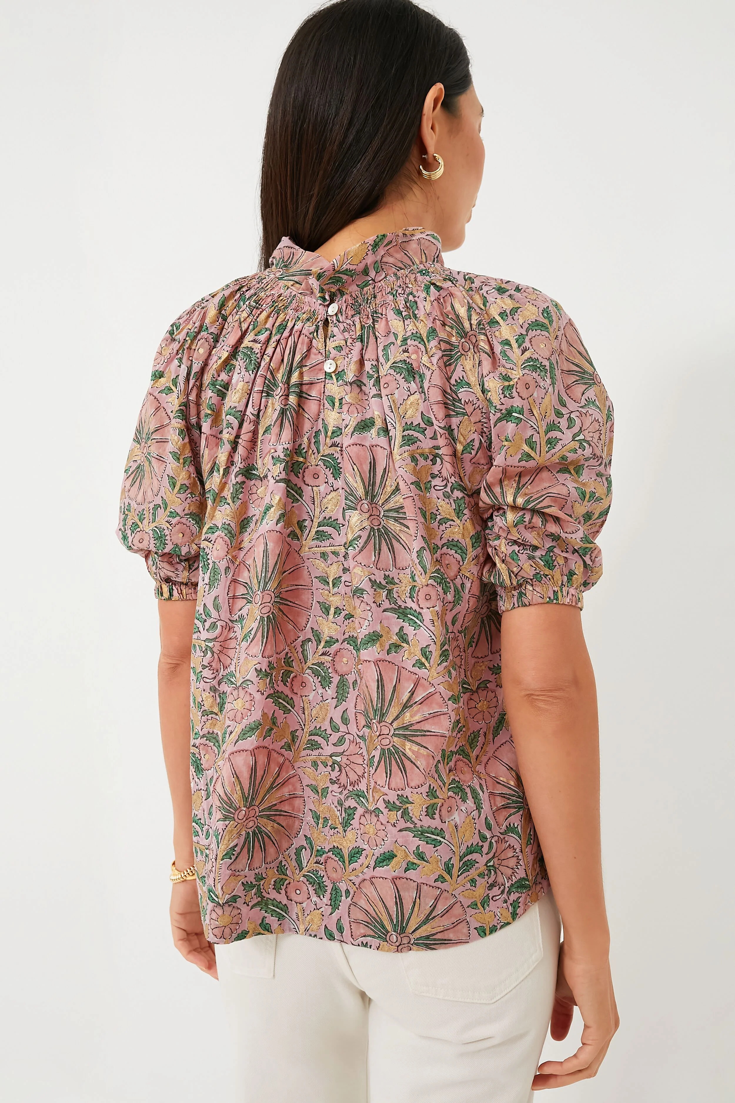 Rose Ankara Smocked Neck Top - Image 4