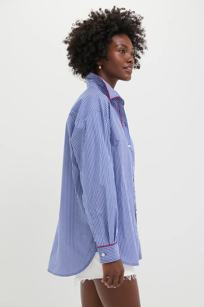 Royal Blue and White Stripe Wexler Button Down - Image 3