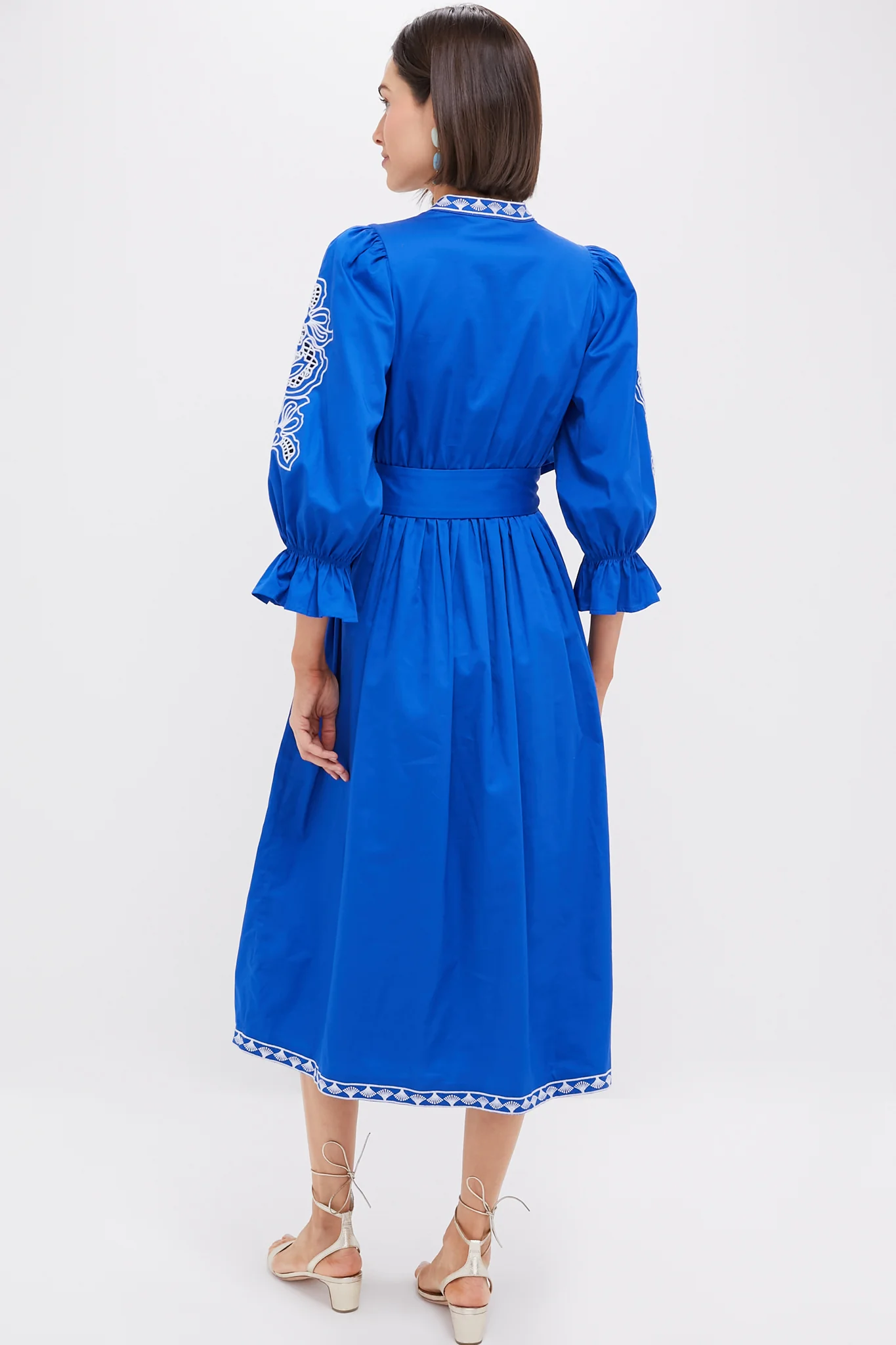 Royal Blue with Baby Blue Embroidery Dowling Midi Dress - Image 4