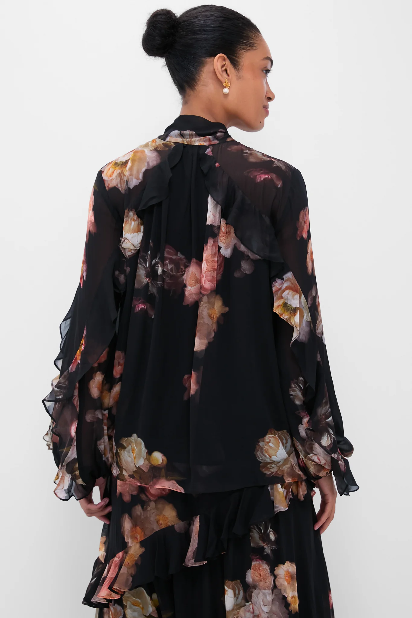 Russet Floral Hypnotic Flutter Blouse - Image 4