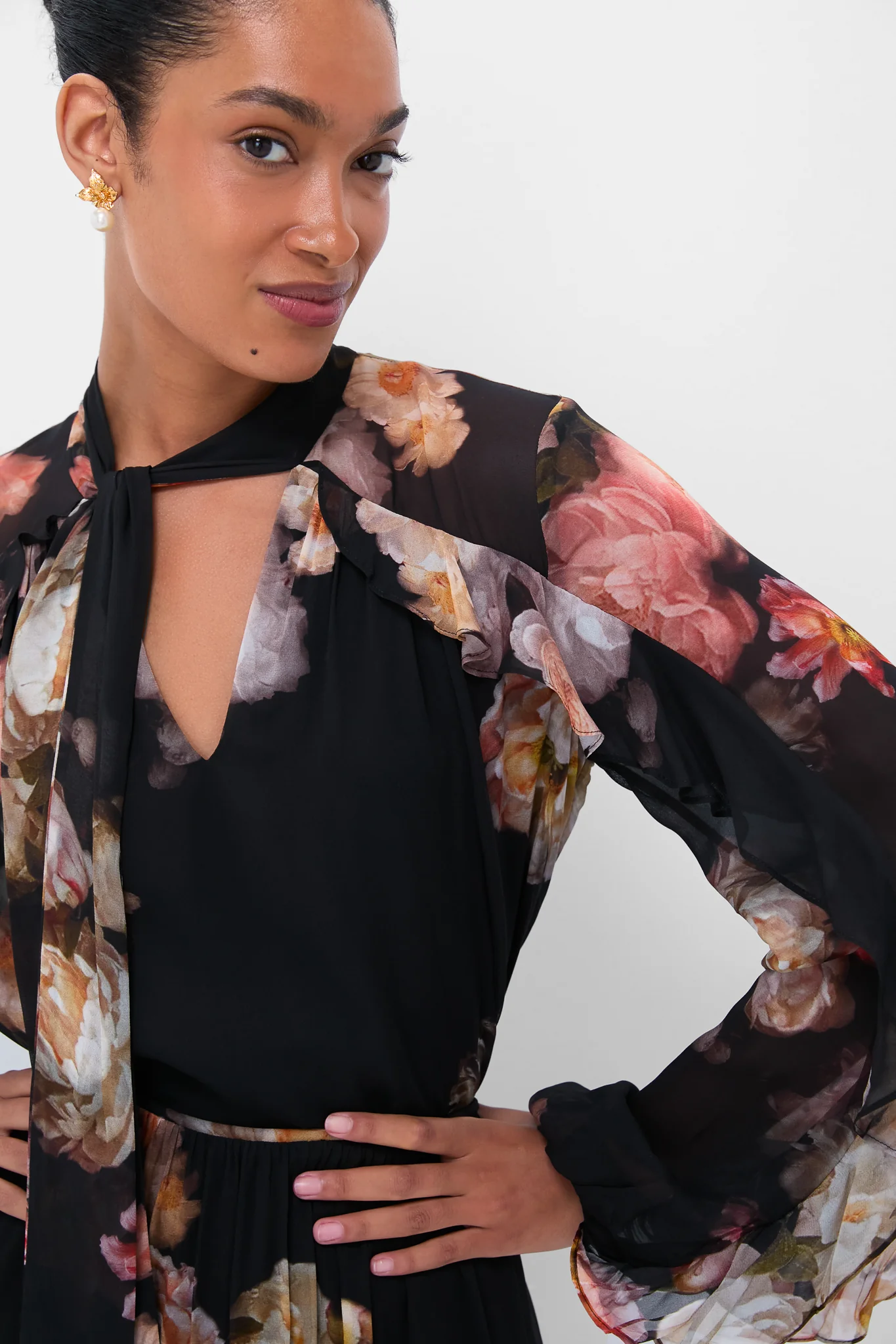 Russet Floral Hypnotic Flutter Blouse - Image 5