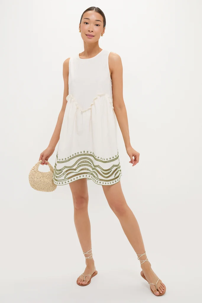 Sage Wave Cotton Joyce Mini Dress - Image 3