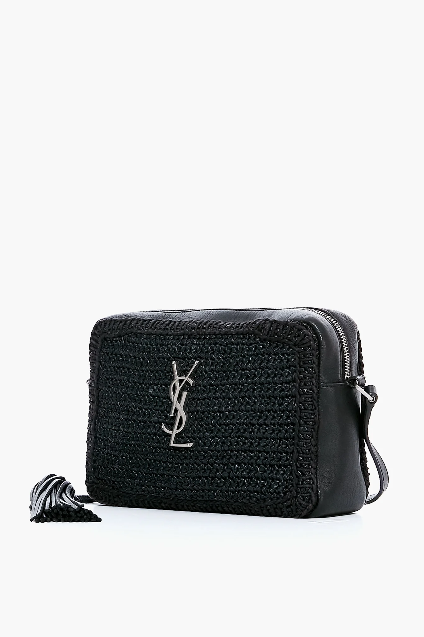 Saint Laurent Black Raffia Camera Bag - Image 3