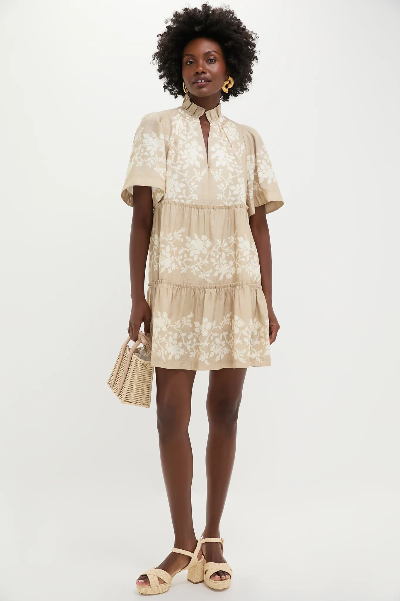 Sand Floral Stripe Crawford Dress - Image 2