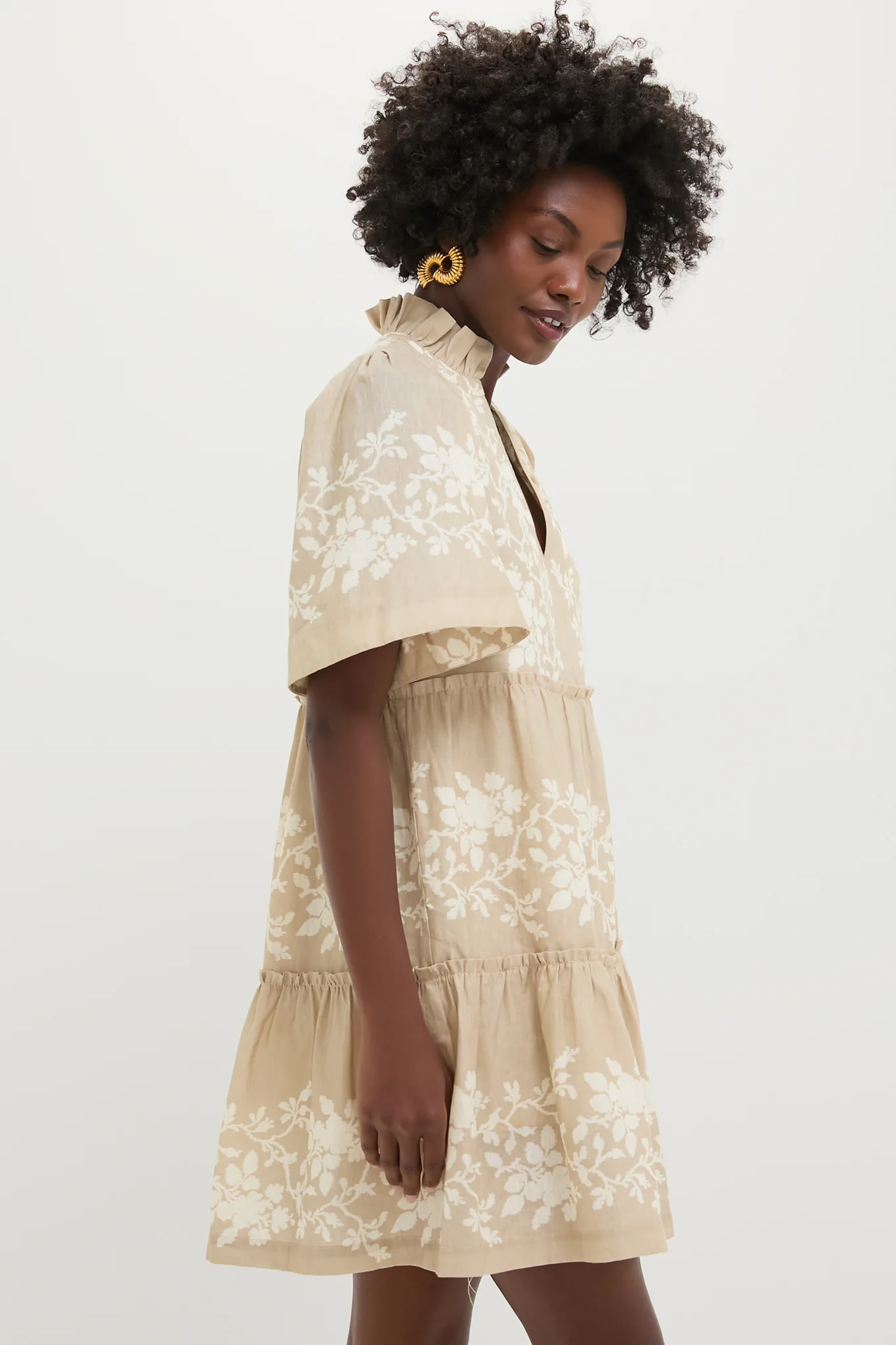 Sand Floral Stripe Crawford Dress - Image 3