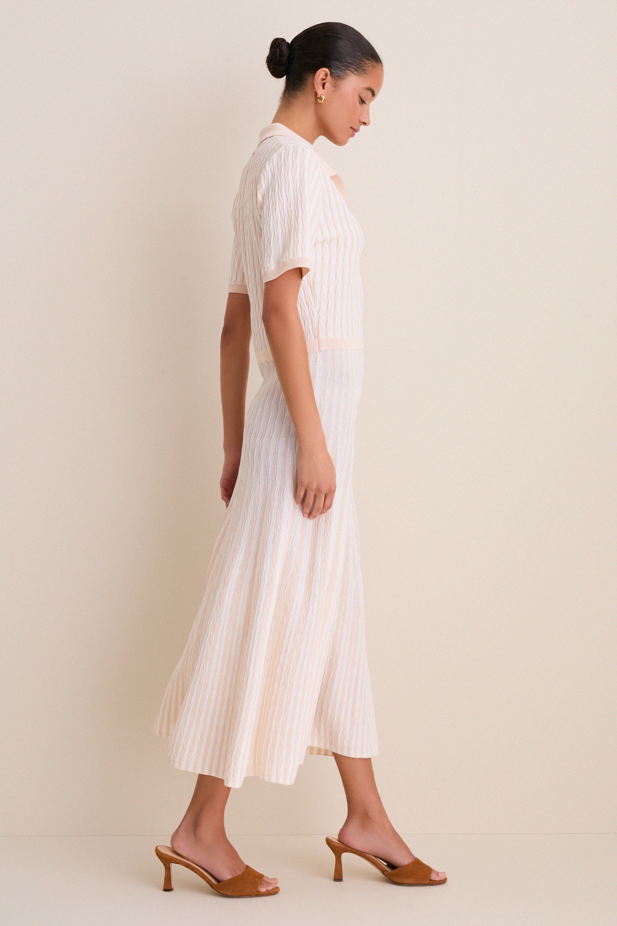 Blush and Ivory Knit Maude Polo Dress - Image 3