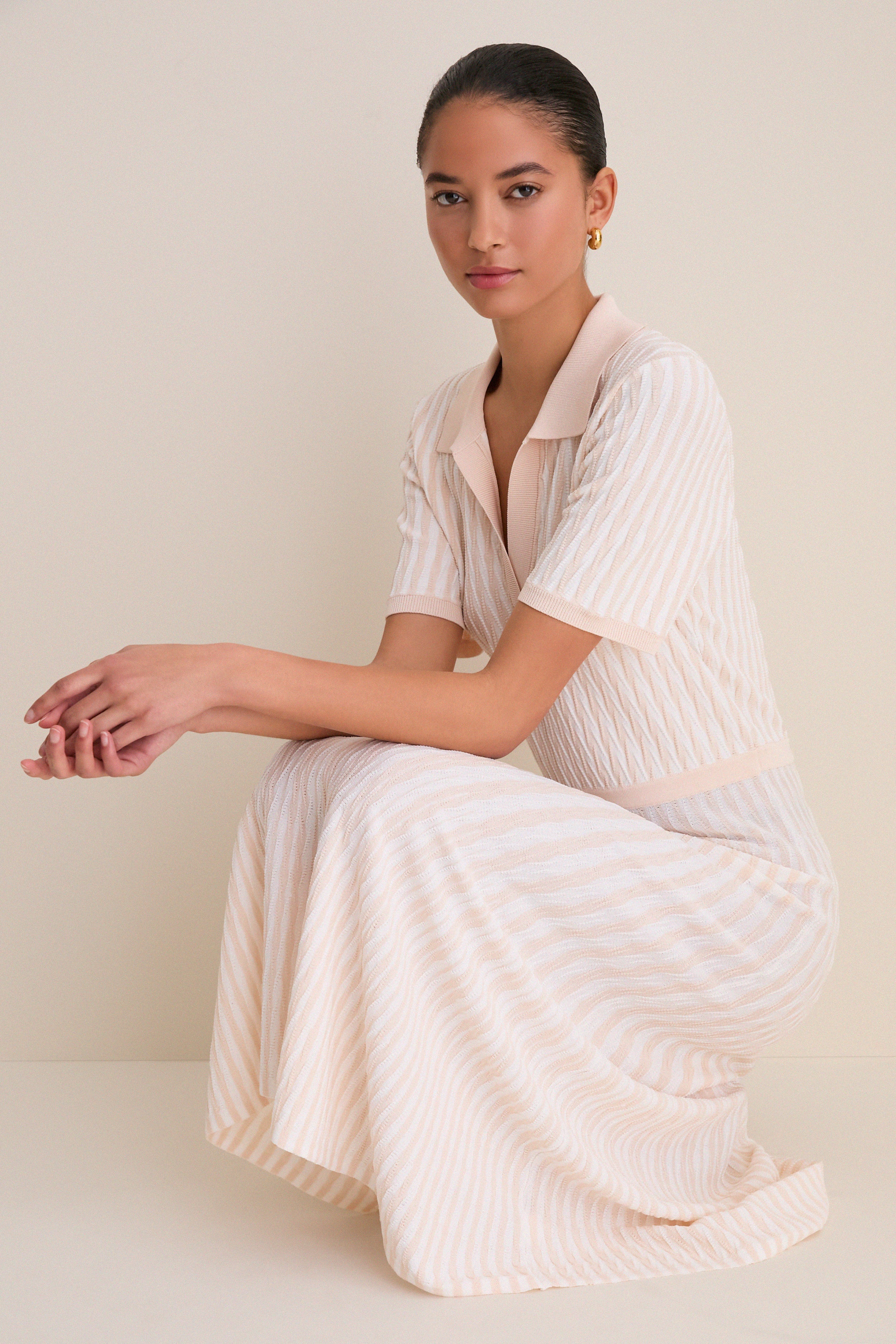 Blush and Ivory Knit Maude Polo Dress - Image 5