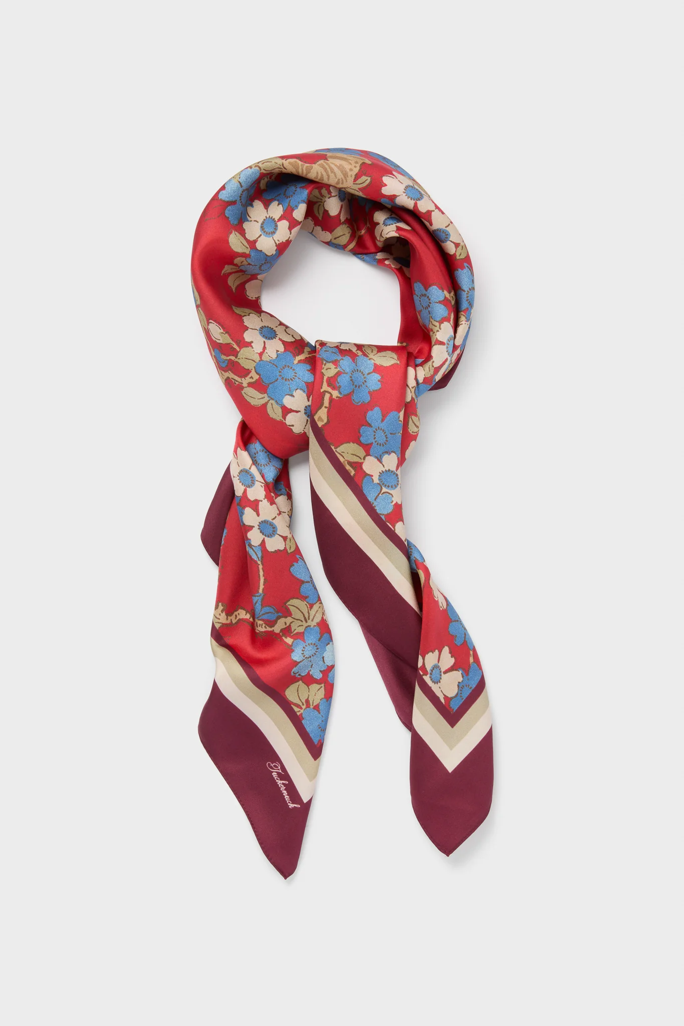 Scarlet Sakura Medium Silk Scarf - Image 3