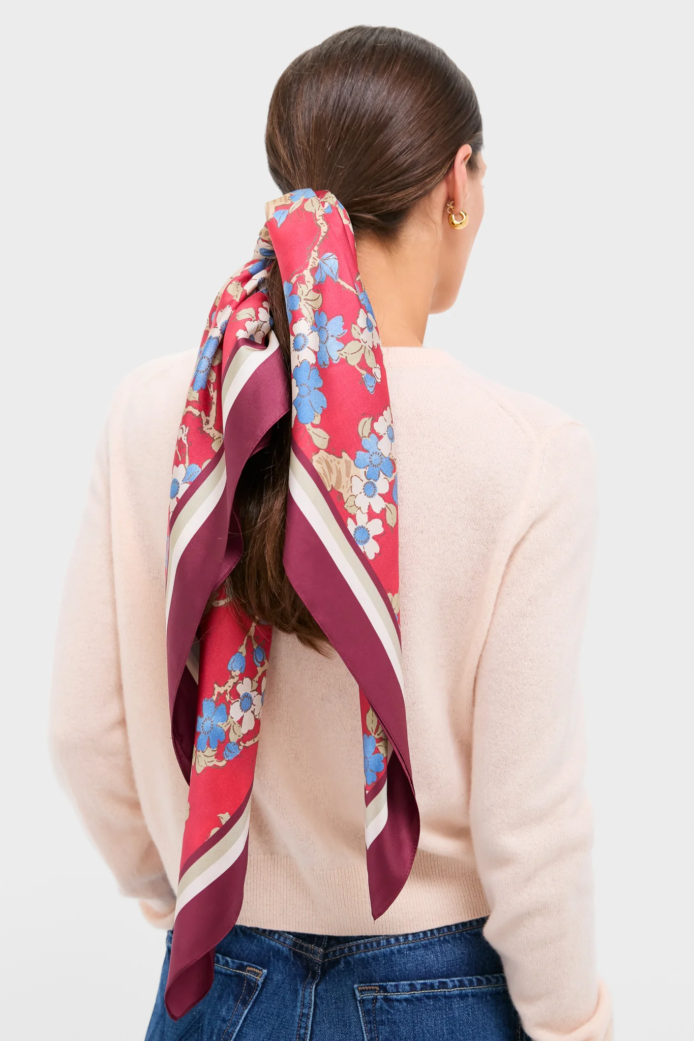 Scarlet Sakura Medium Silk Scarf - Image 5