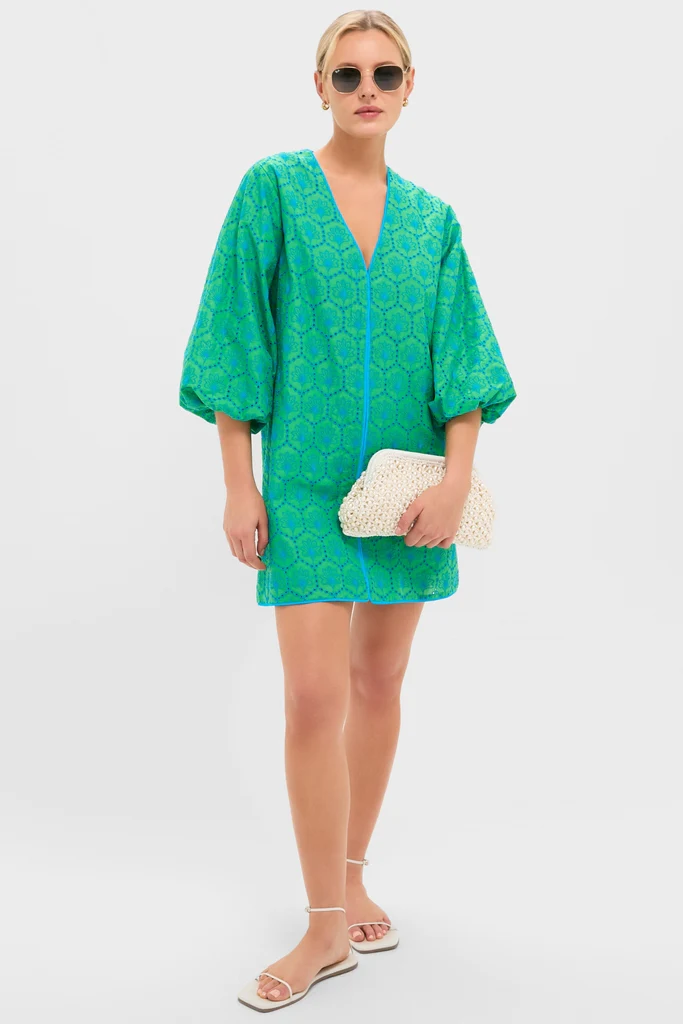 Seafoam Palm Eyelet Mini Arem Caftan - Image 2
