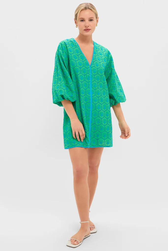 Seafoam Palm Eyelet Mini Arem Caftan - Image 6