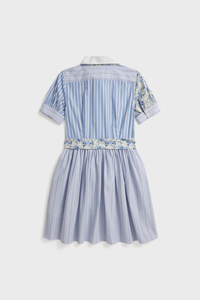 Short-Sleeve Poplin Printed Collared Shirt Dress - Image 4