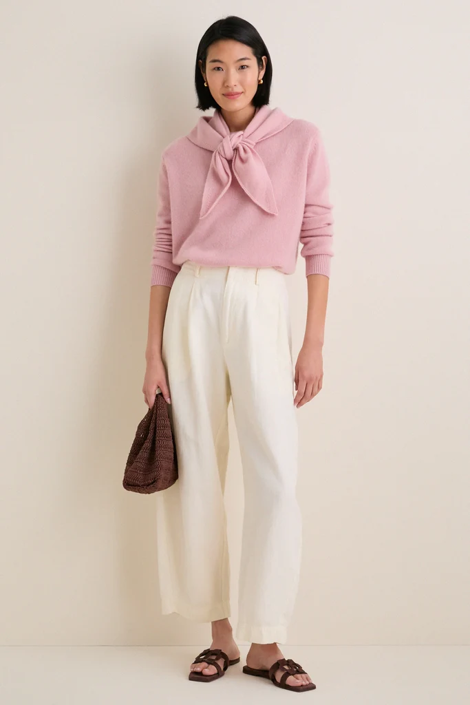 Powder Pink Cashmere Boyfriend Bodie Crewneck - Image 2
