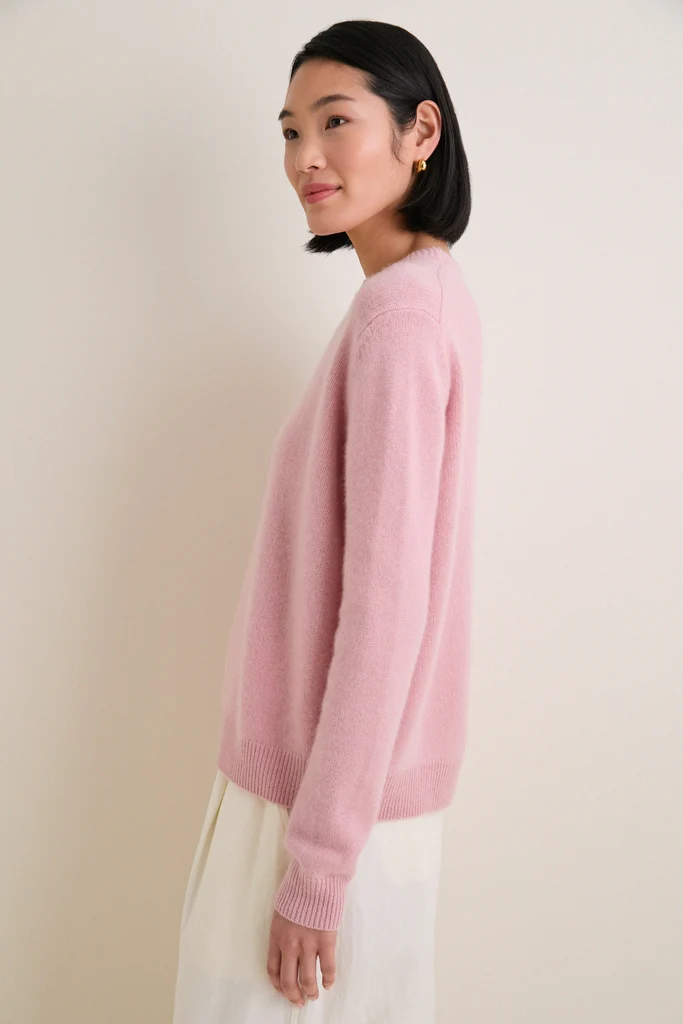 Powder Pink Cashmere Boyfriend Bodie Crewneck - Image 3