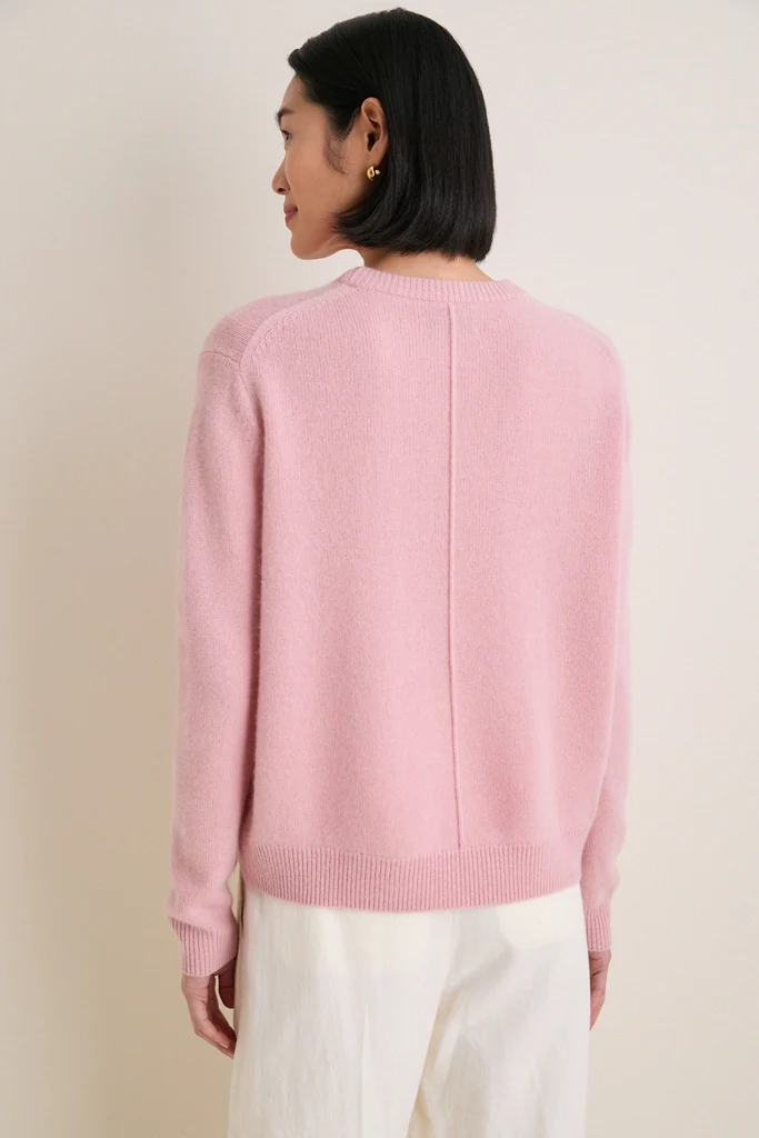 Powder Pink Cashmere Boyfriend Bodie Crewneck - Image 4