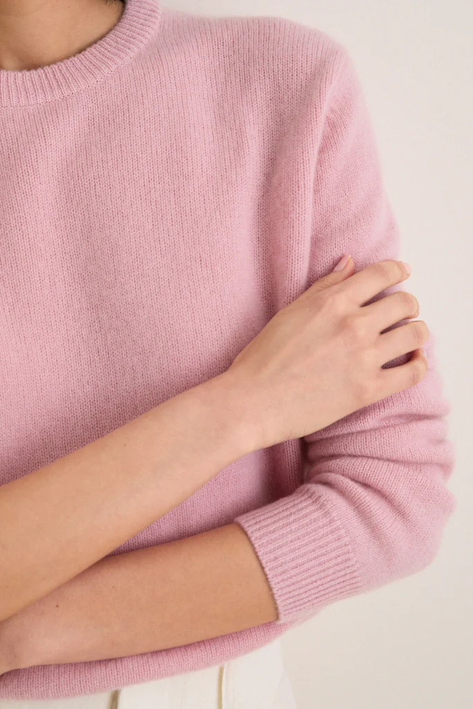 Powder Pink Cashmere Boyfriend Bodie Crewneck - Image 5