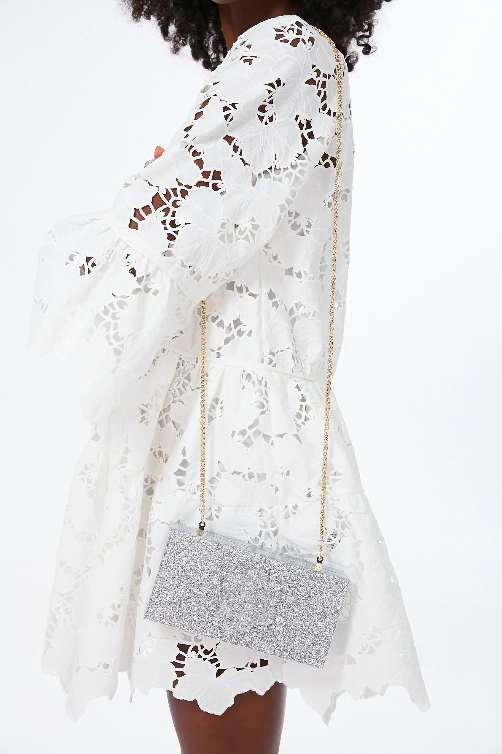 Silver Sparkle Flower Clutch - Image 6