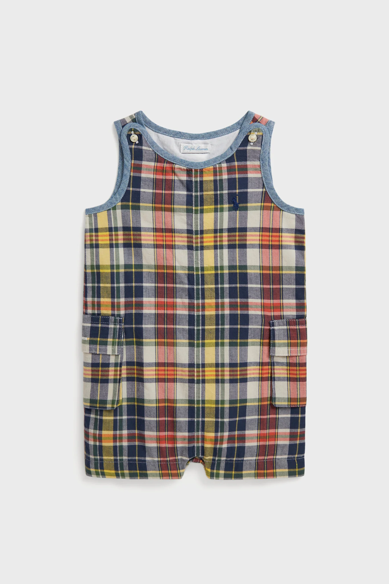Sleeveless Madras Plaid Shortall - Image 2