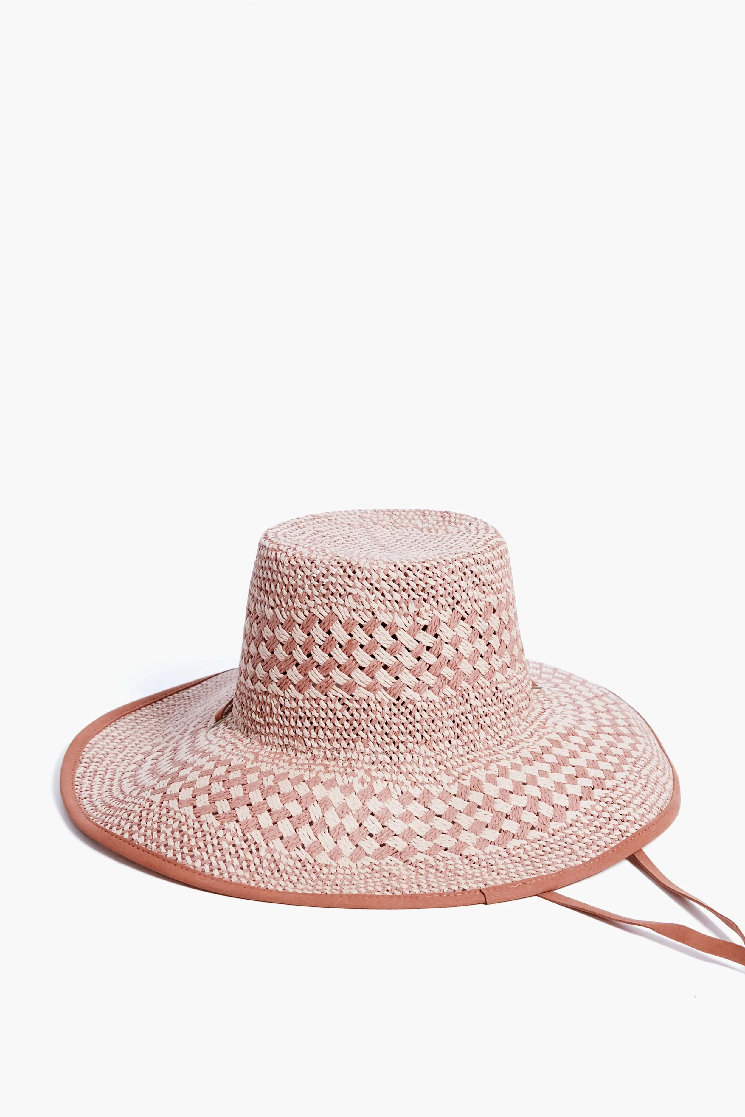 Soft Sunset Brielle Checkered Straw Hat - Image 3