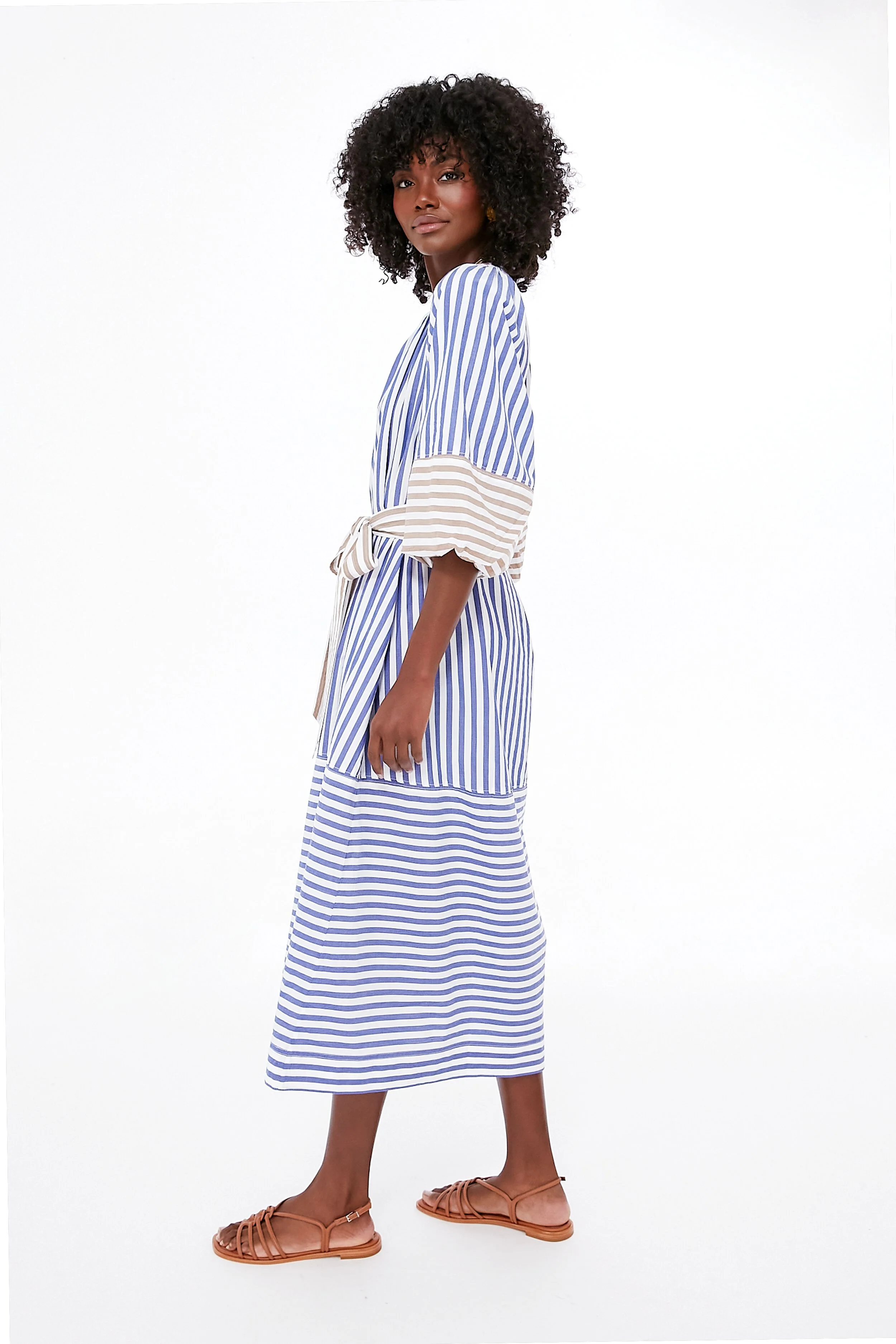 Tan and Blue Stripe Combo Sun Mesa Midi - Image 3